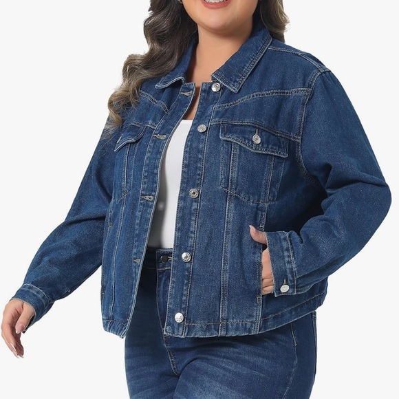 Agnes Orinda Jackets & Blazers - NEW Agnes Blue Denim Jacket Plus Button Front Long Sleeve Jean Jacket SZ1X